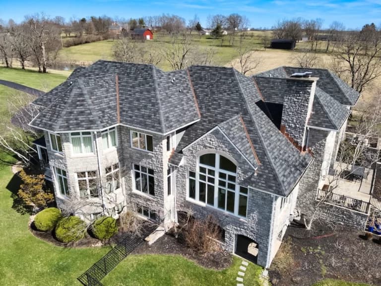 Seamless gutters installed on a Kentucky home by Pinnacle Roofing
